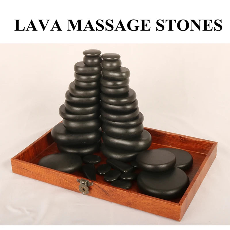 Hot Stone Massage lava Stones Natural Energy Massage Spa Stones Set Rock Basalt Wholesale Body Health Care