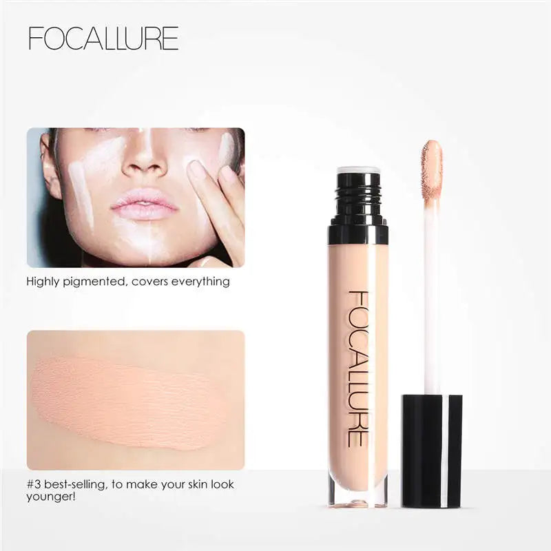 FOCALLURE Full Coverage Makeup Liquid Concealer Convenient Eye Concealer Cream Waterproof Make Up Base Face Cosmetic