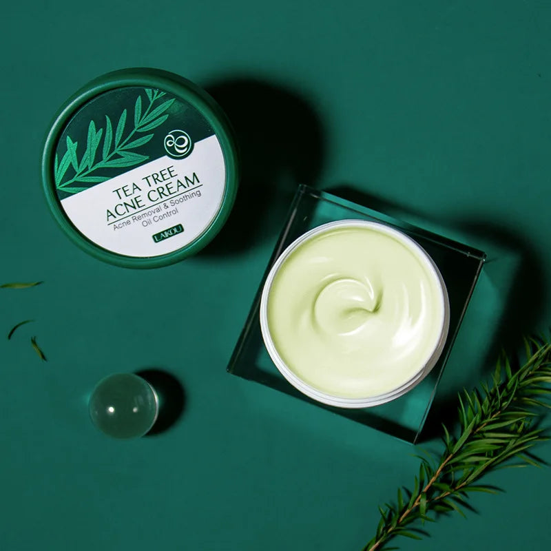 LAIKOU Tea Tree Acne Cream Effective Acne Removal Cream Acne Treatment Shrink Pores Moisturizing Brightening Face Skin Care