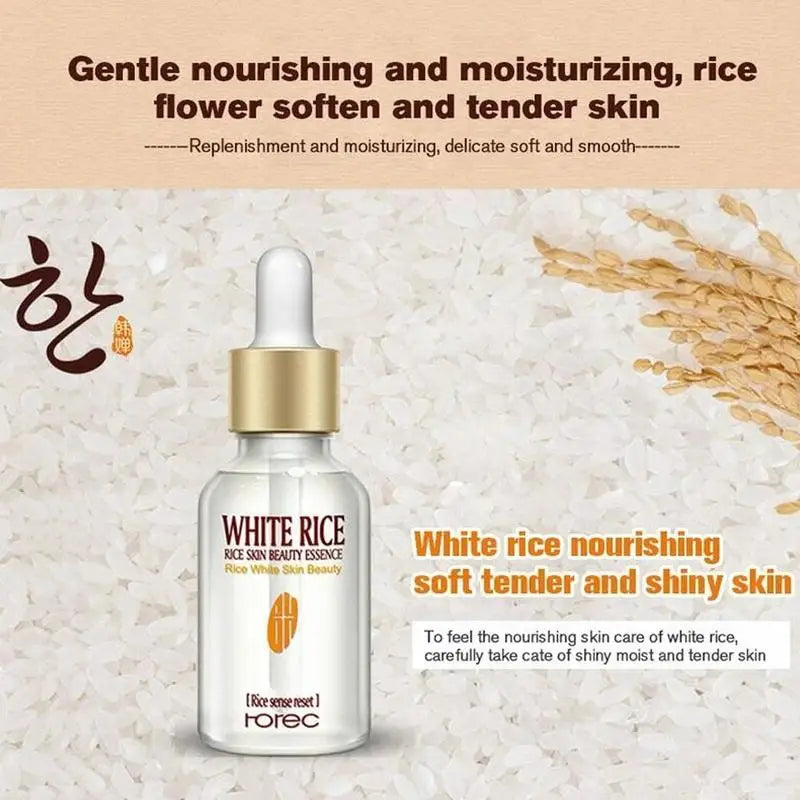 ROREC White Rice Whitening Serum Face Moisturizing Cream Anti Wrinkle Anti Aging Face Fine Lines Acne Treatment Skin Care 15ml