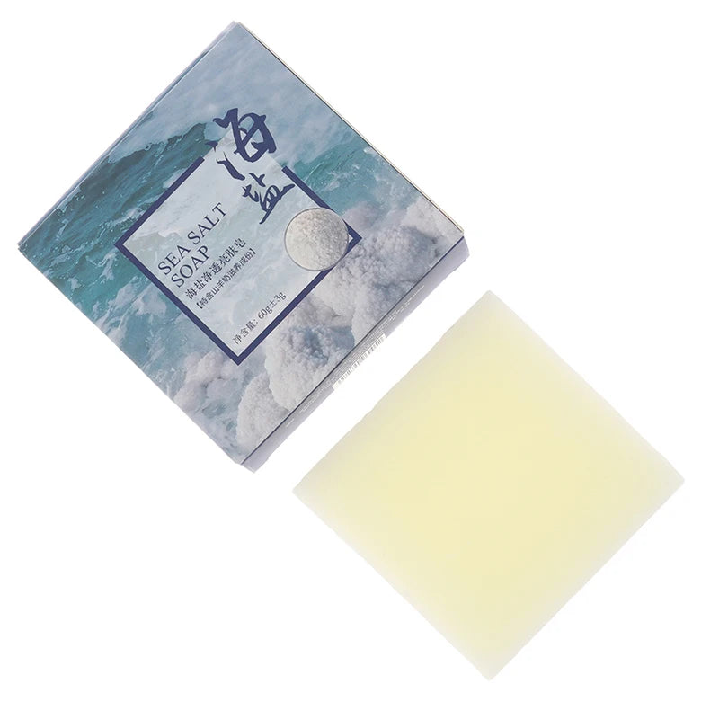 Goat Milk Sea Salt Soap Whitening Acne Treatment Mite Removal Cleaning Nourishing Oil-Control Soap Face Soap Skin Care