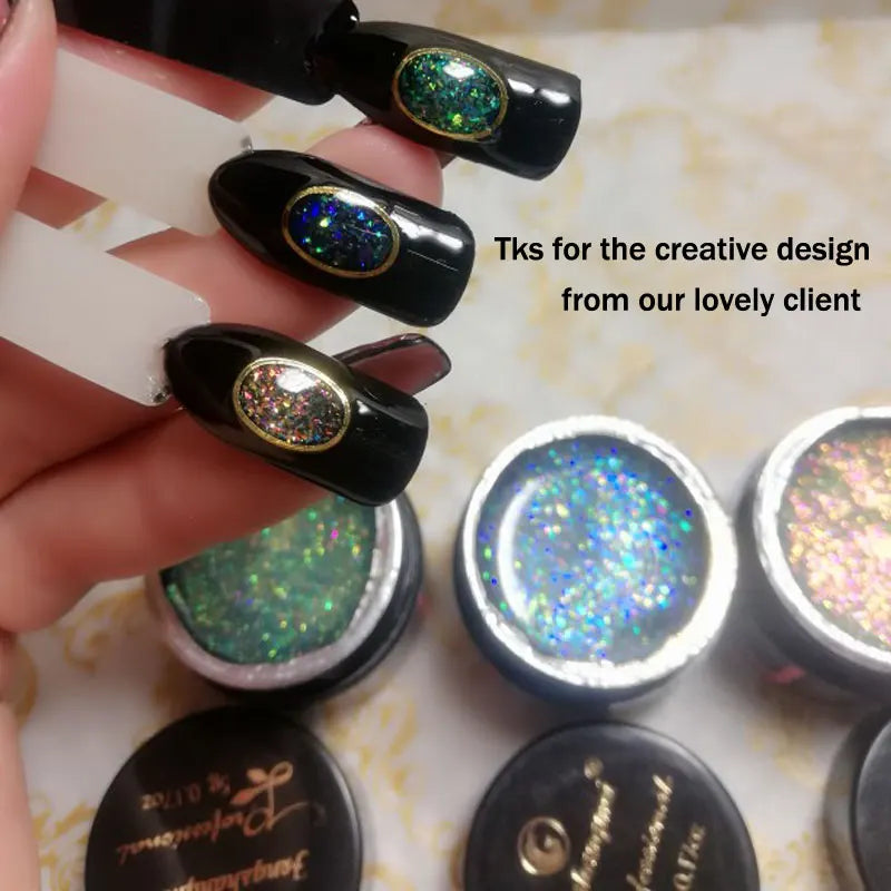 Nail Gel Top Coat 12 Colors Clear Sparkling Nail Polish Art Design Glitter Hybrid Gel Varnish