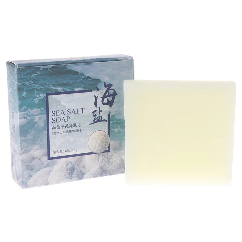 Goat Milk Sea Salt Soap Whitening Acne Treatment Mite Removal Cleaning Nourishing Oil-Control Soap Face Soap Skin Care