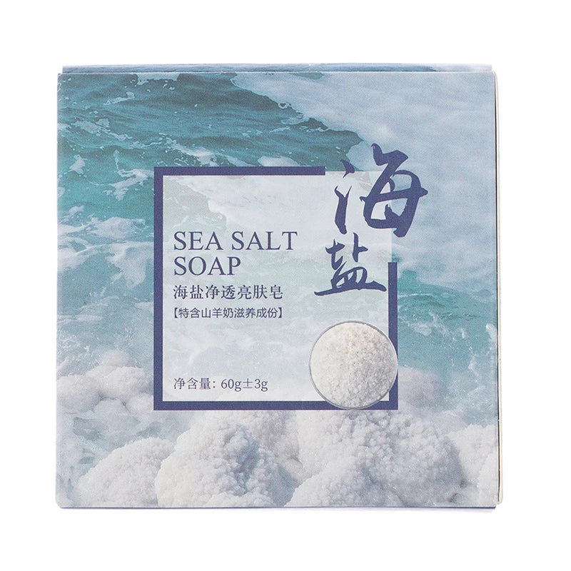 Goat Milk Sea Salt Soap Whitening Acne Treatment Mite Removal Cleaning Nourishing Oil-Control Soap Face Soap Skin Care