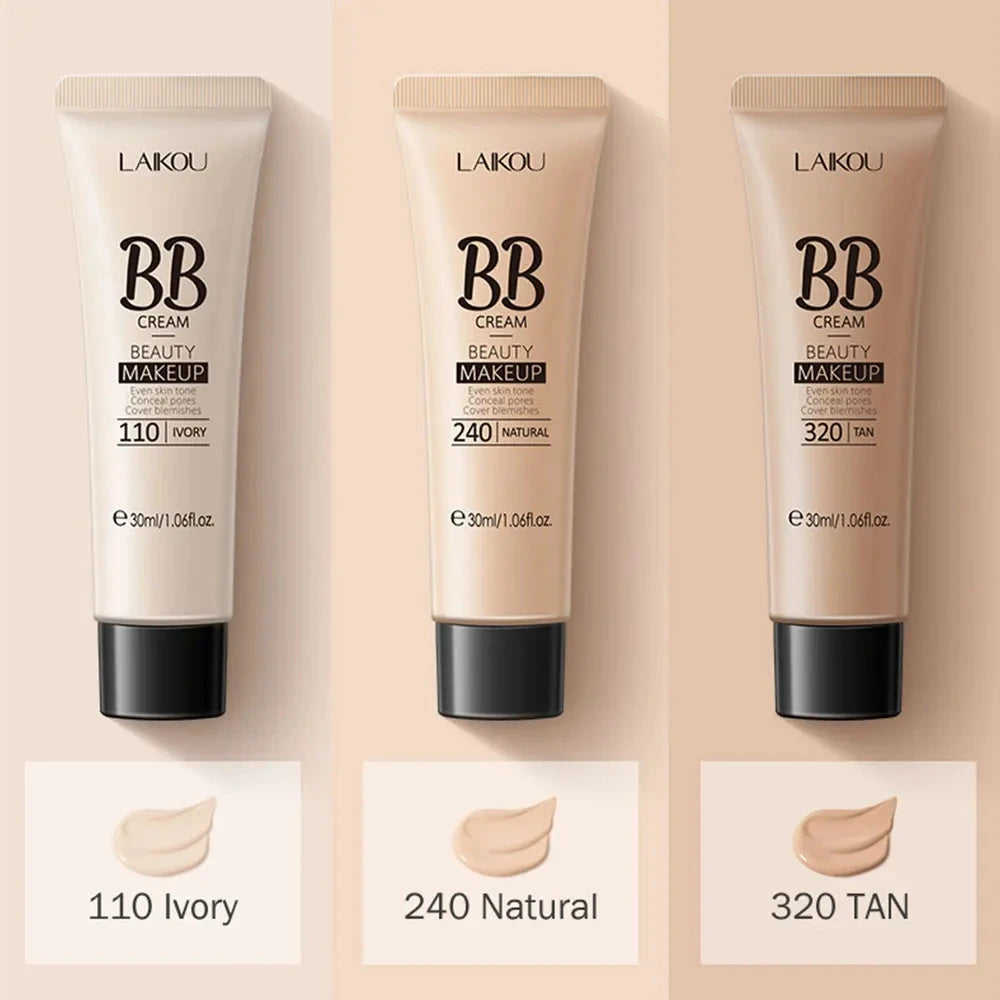 LAIKOU BB Cream Long Lasting Waterproof Even Skin Tone Conceal Pores Cover Blemishes Face Makeup 30ml