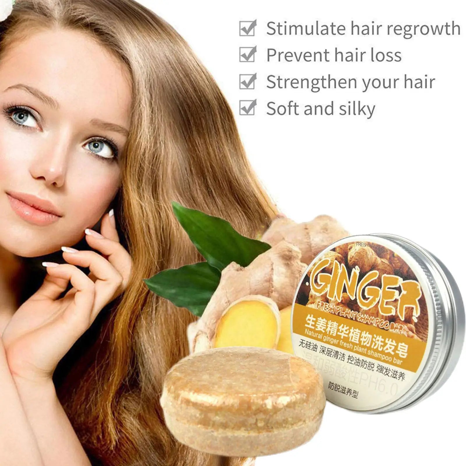 Ginger Polygonum Hair Shampoo Hair Care Soap Anti Dandruff Moisturizing