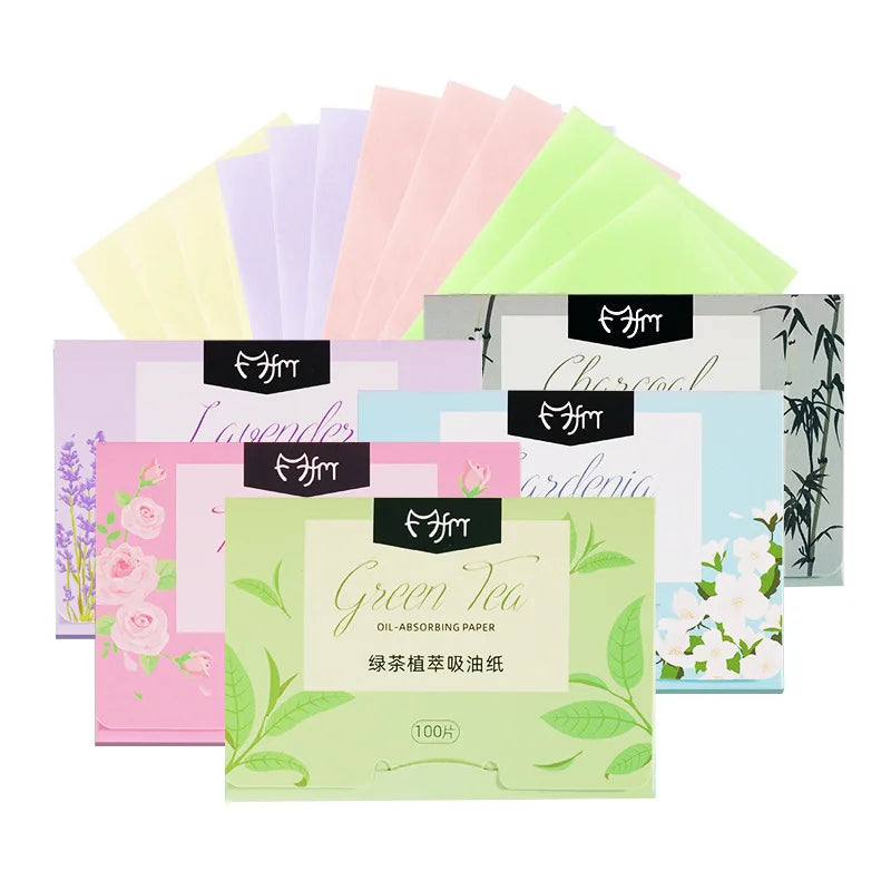 100pcs Facial Absorbent Paper Face Wipes Matcha Anti-grease Paper Oil Absorbing Sheets Cosmetics Makeup Facial Cleaning Tools