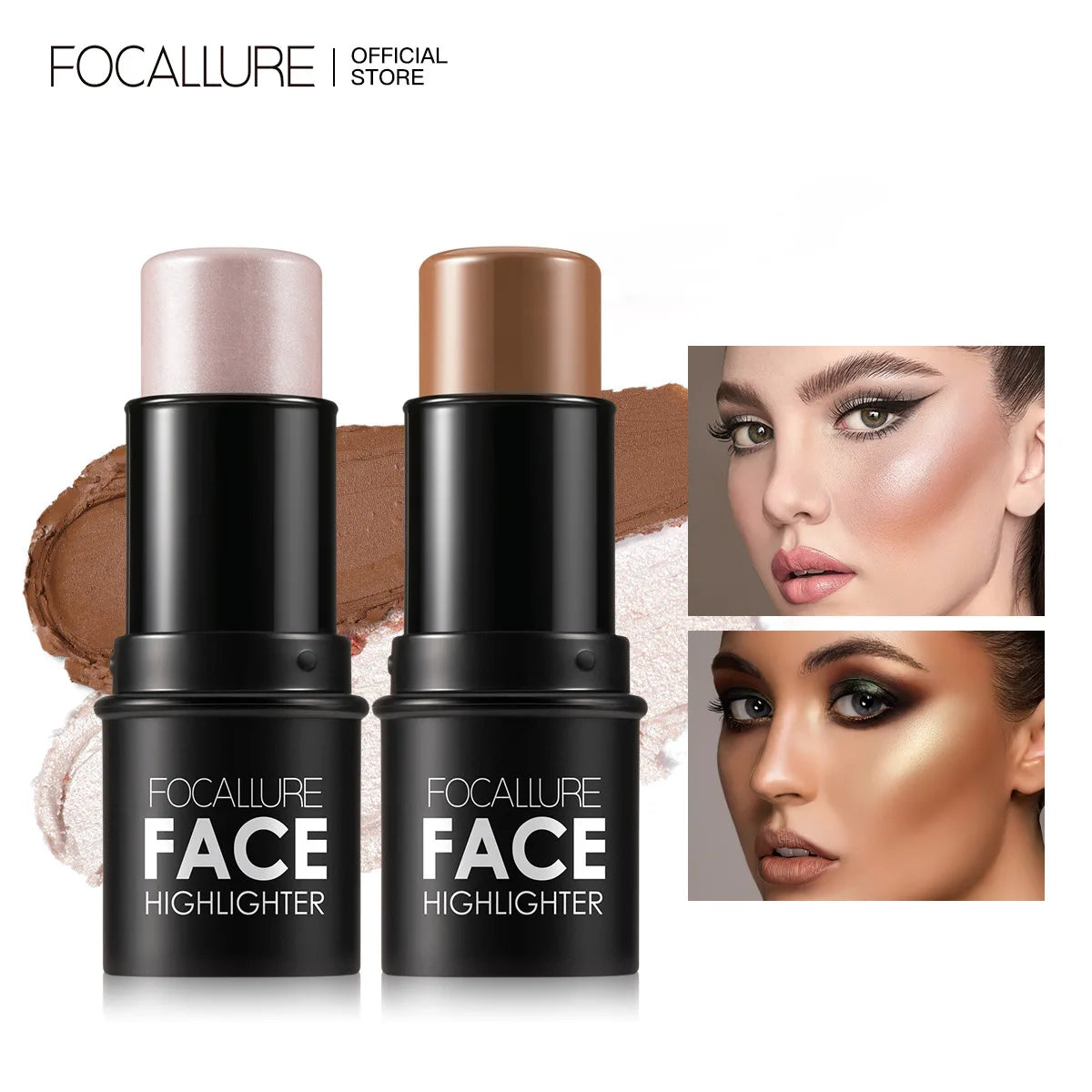 FOCALLURE Bronzer Highlighter Stick Waterproof Body Face Contour Corrector Illuminator Cream For Women's Makeup Contouring