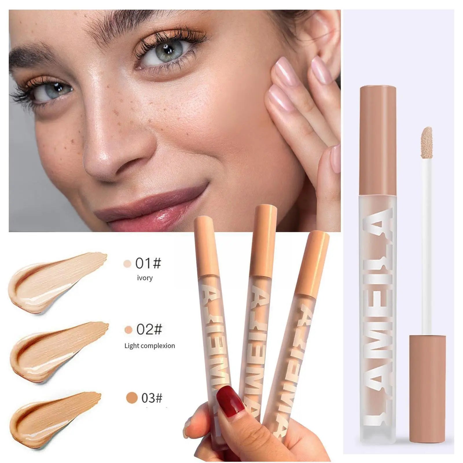 Eye Liquid Concealer Base 3 Colors Full Coverage Suit For All Skin Face Makeup Lip/Dark Eye Circle Cover Concealer Long Las M4V6