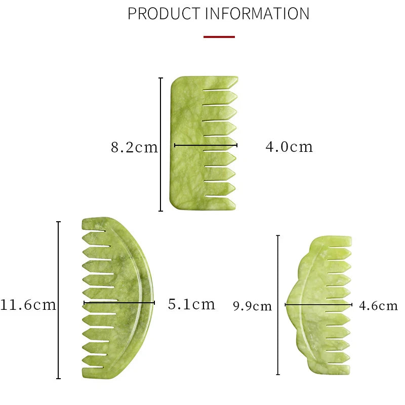 Nature Jade Massage Comb Gua Sha Board Spa Acupuncture Head Care Massager Green Jade Comb Head Massager Beauty Tools