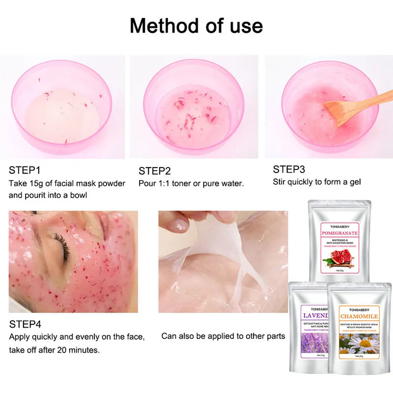 Beauty Salon SPA Soft Hydro Jelly Mask Powder Face Skin Care Whitening Rose Collagen Peel Off DIY Rubber Facial Jellymask 20g