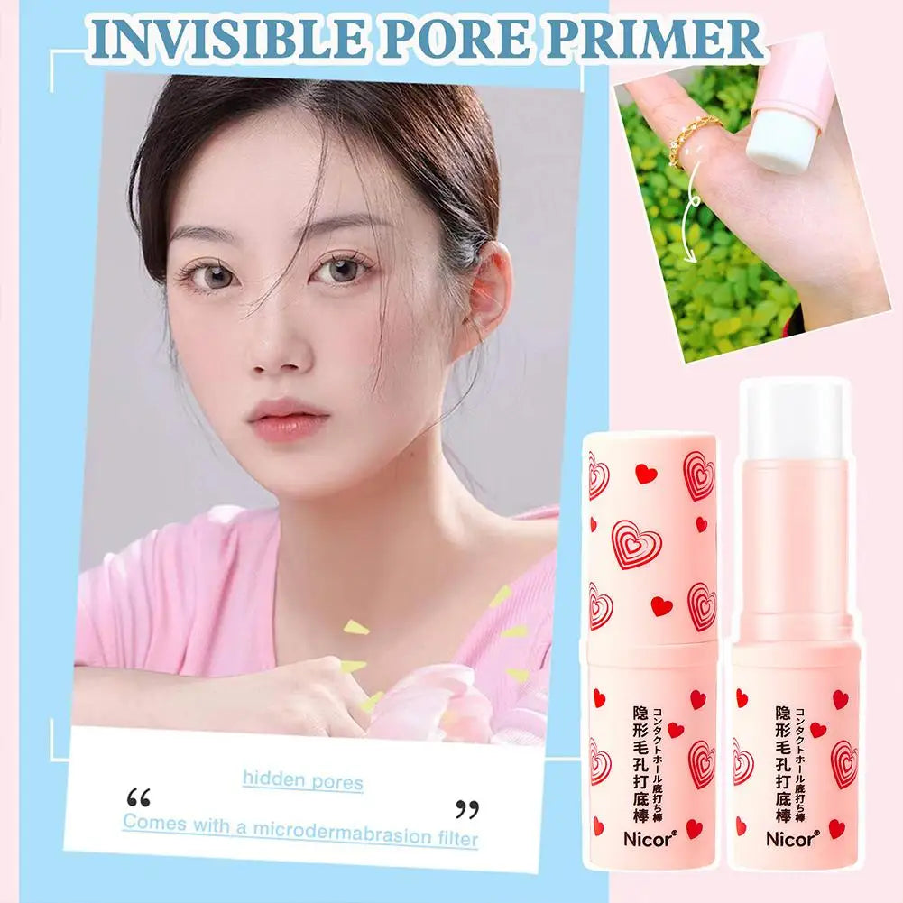 Invisible Pore Primer Stick Waterproof Face Primer Lines Isolation Makeup Base Oil-control Concealer Primer Pore Eraser Cosmetic