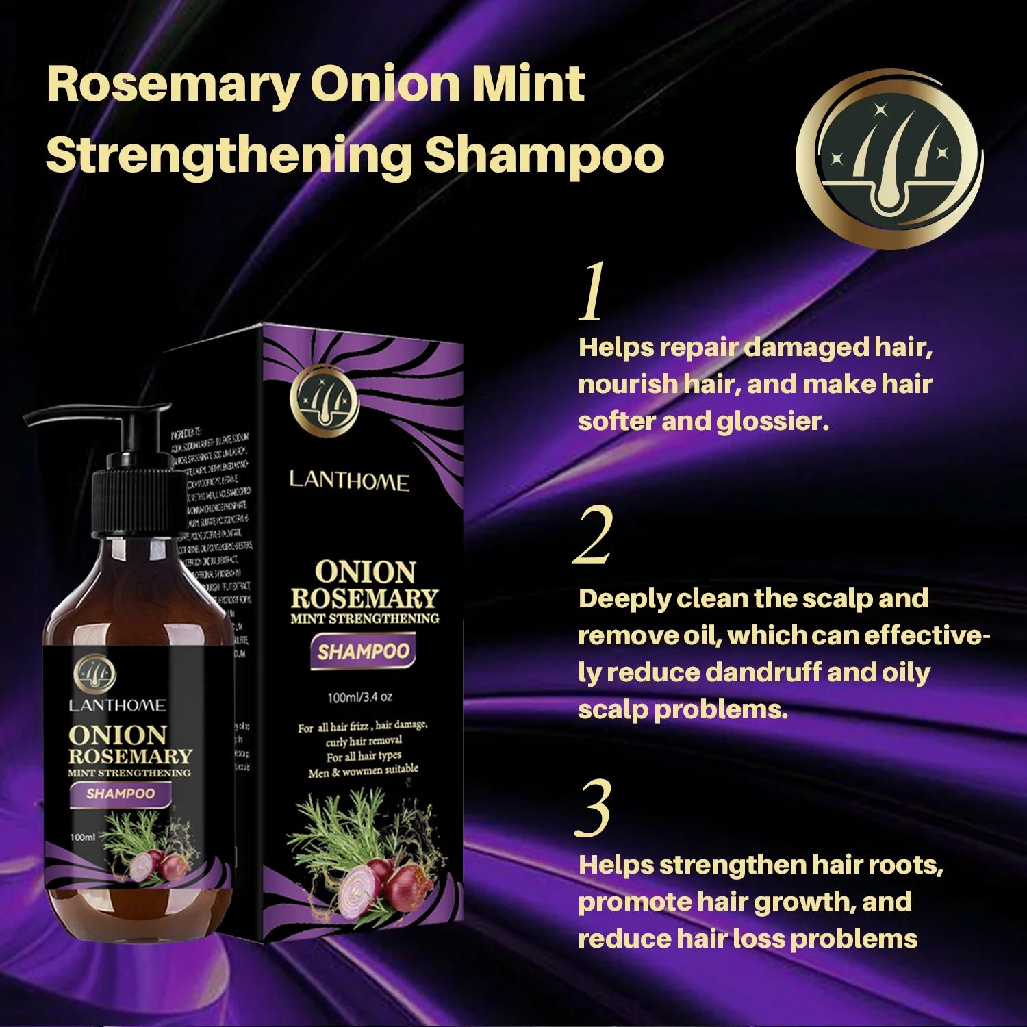 Hair Shampoo For Fast Hair Growth Rosemary Onion Hair Anti Hair Loss For Women