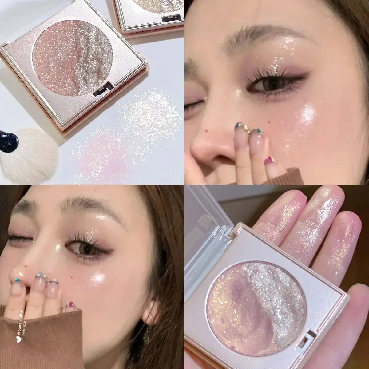 Two-color 3D Embossed Highlighter Powder Palette Makeup Face Contour Shimmer Water Light Highlight Pallete Illuminator Cosmetics