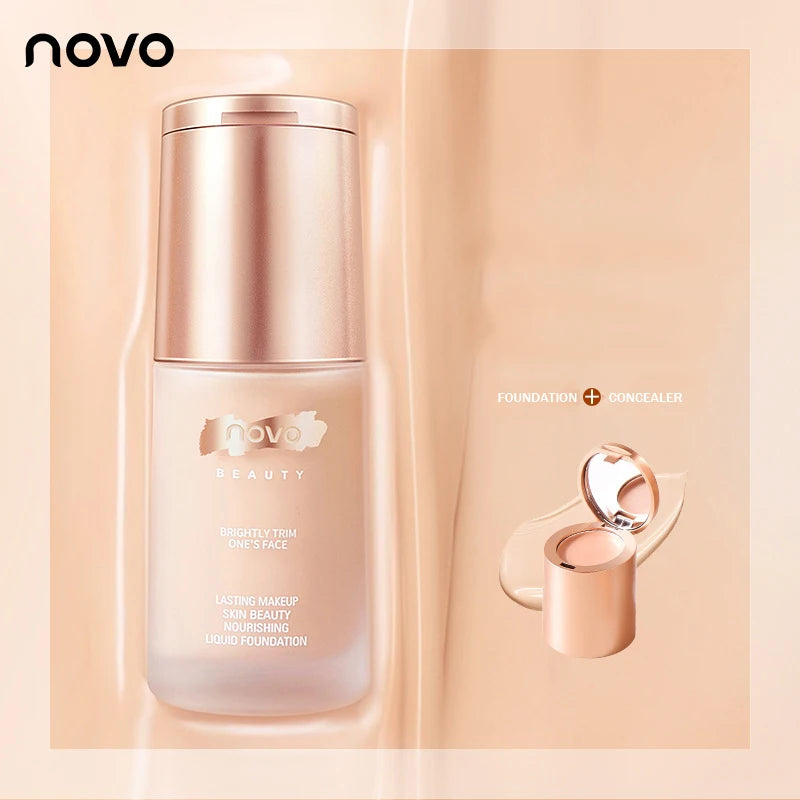 NOVO Professional new liquid foundation concealer cream 2 in 1 face base korean lasting makep 30ml private label