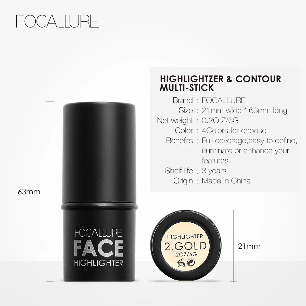 Highlighter Stick Waterproof Body Face Contour Corrector Illuminator Cream For Women's Makeup Contouring