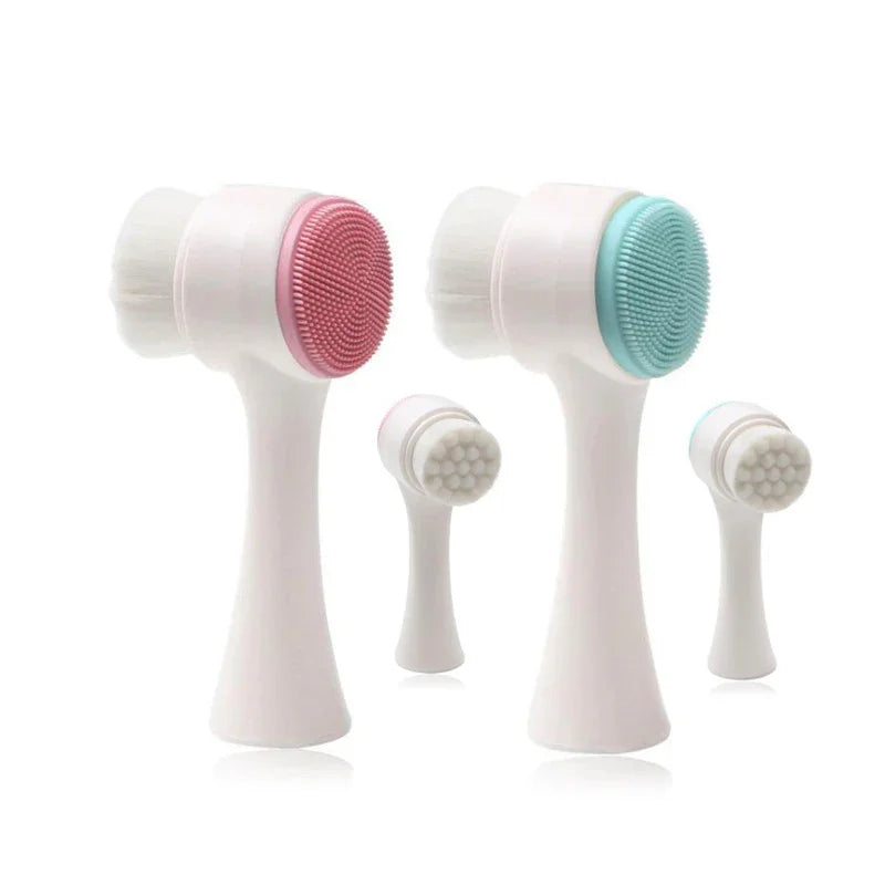 1pcs Facial Cleanser Brush Double-sided Silicone Skin Care Tool Face Cleaning Vibration Facial Massage Washing Product