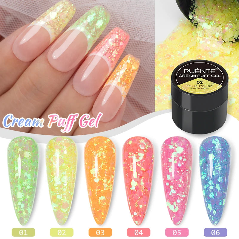 Neon Glitter Sequins Gel Nail Polish 5ML Summer Shiny Nail Art Gel Soak Off UV Gel For Manicure Semi Permanent Varnish Hybrid