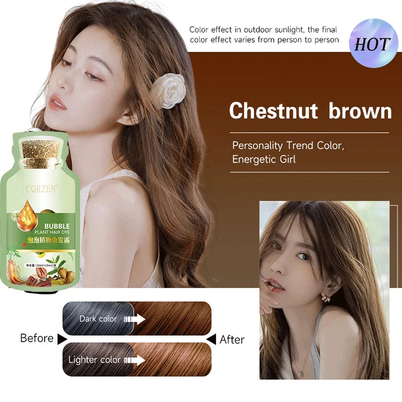 Natural Dye Shampoo For Hair Chestnut Brown Champu Para Cubrir Canas Hair Repairing Woman White Hair