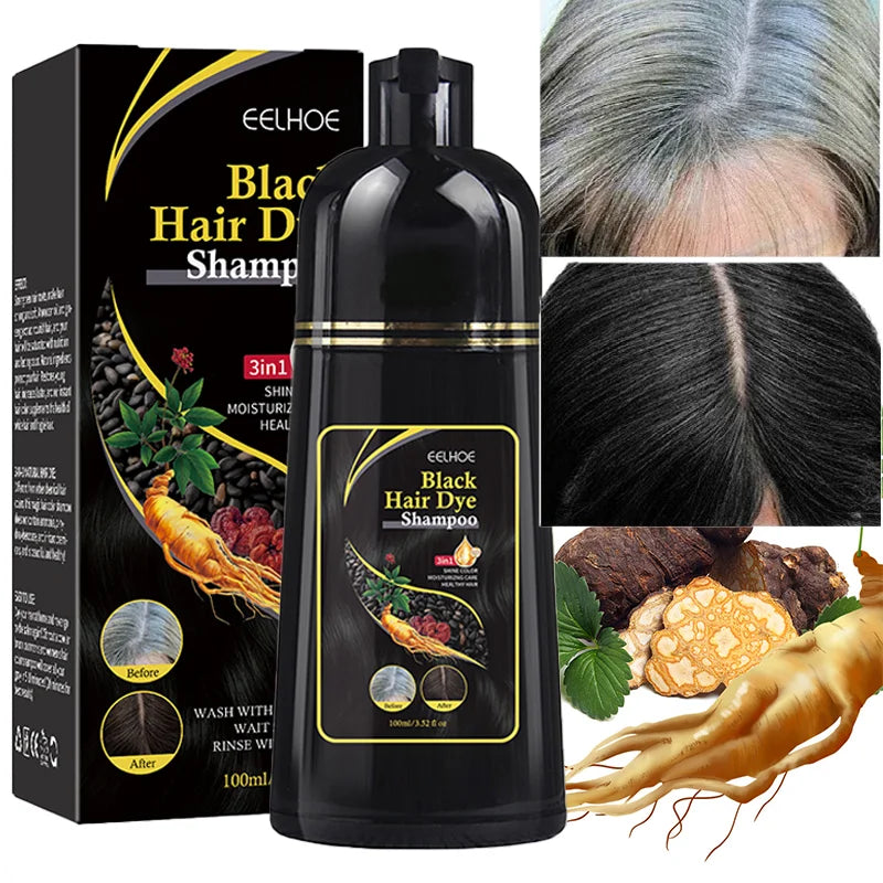 Hair Shampoo Herbal ingredients Permanent Dark Brown Black Shampoo for Women