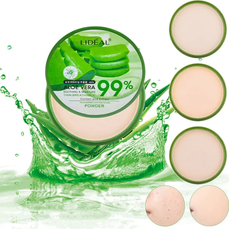 99% Aloe Vera Softening Powder Waterproof Moisturizing Concealer  Foundation Fixed Make Up Oil Control Facial Makeup Cosmetics
