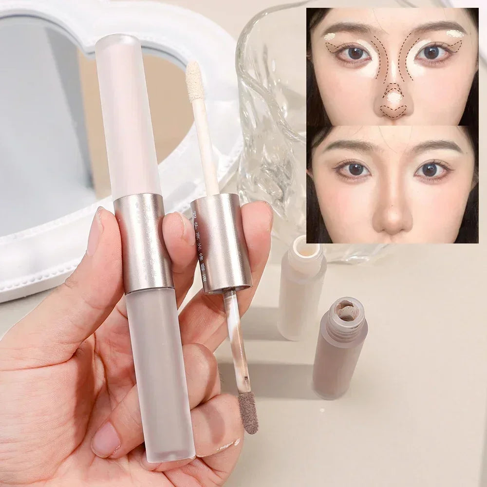 Double-ended Face Contouring Stick Matte Highlighters Nose Shadow Face Bronzer Facial Liquid Contour Stick Face Makeup Cosmetics