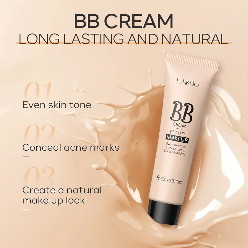 LAIKOU BB Cream Long Lasting Waterproof Even Skin Tone Conceal Pores Cover Blemishes Face Makeup