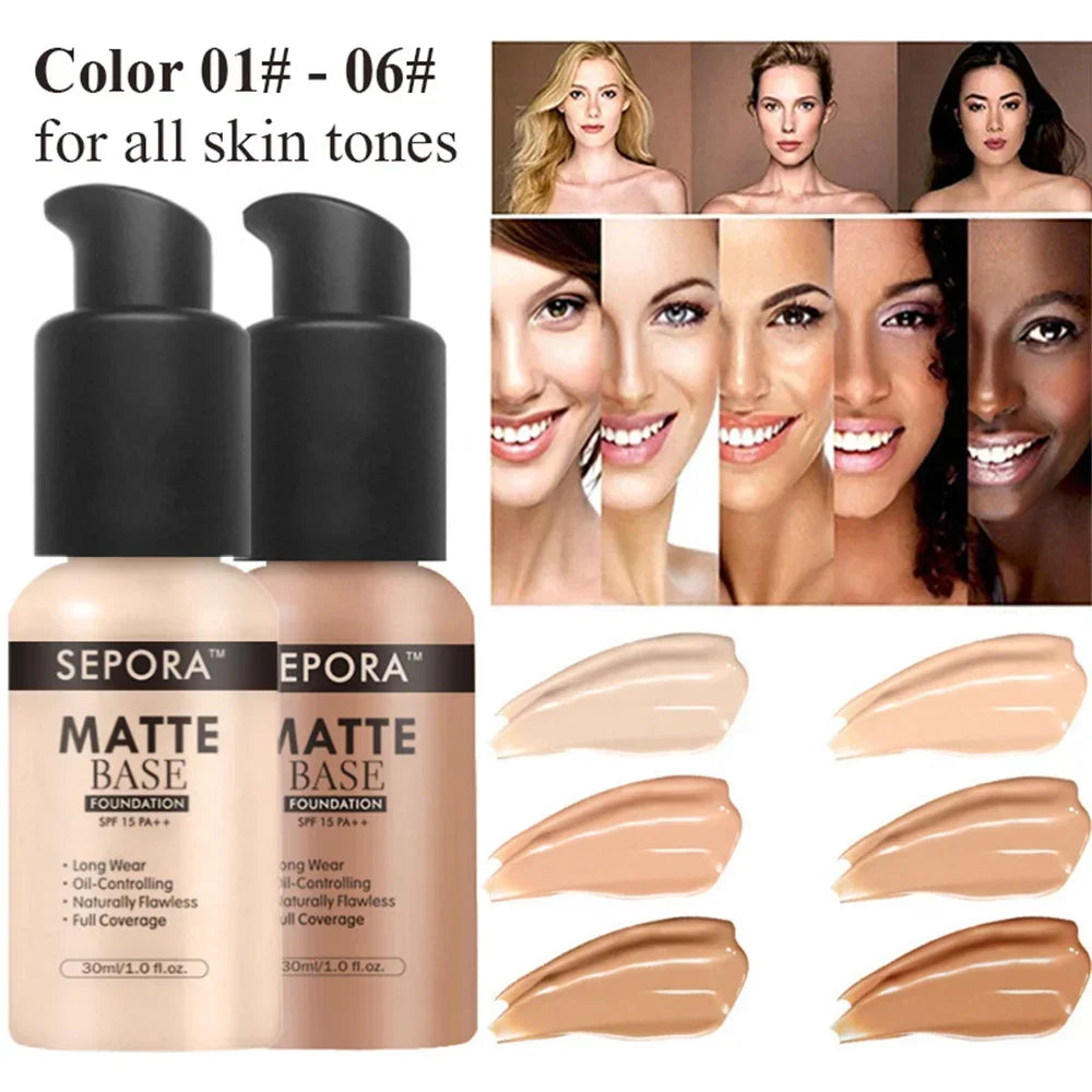 30ml SEPORA Liquid Foundation Waterproof Long Lasting Matte Moisturizing Brightening Concealer CC Cream Base Makeup Cosmetics