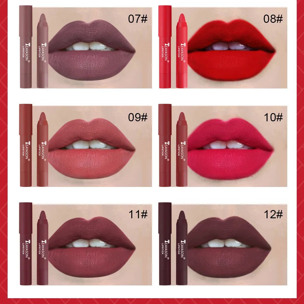 12 Colors Matte Velvet Lip Glaze Waterproof Lasting Moisturizing and Not Easy To Fade Lip Gloss Lipstick Sexy Lip Makeup Beauty