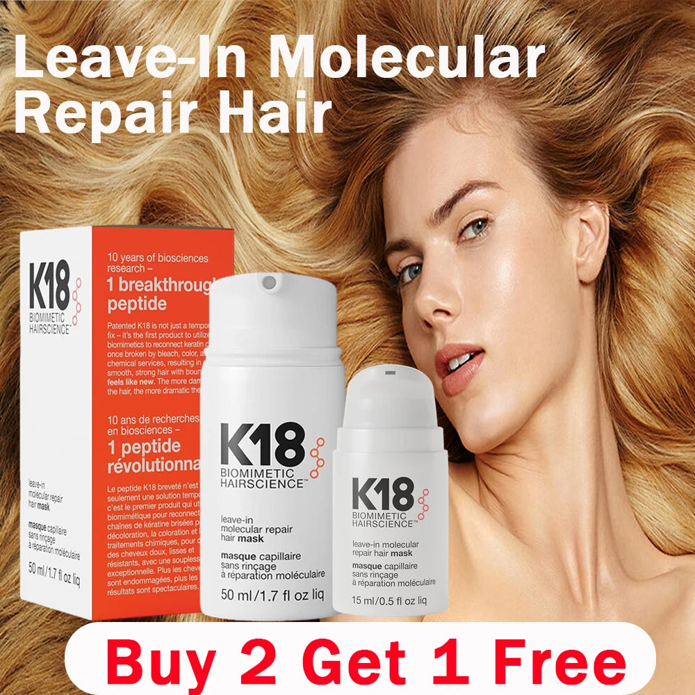 50ml K18 Leave-In Molecular Repair Hair Mask Damage Restore Soft hair Deep Repair Keratin & Scalp Treatment Hair Care Conditi