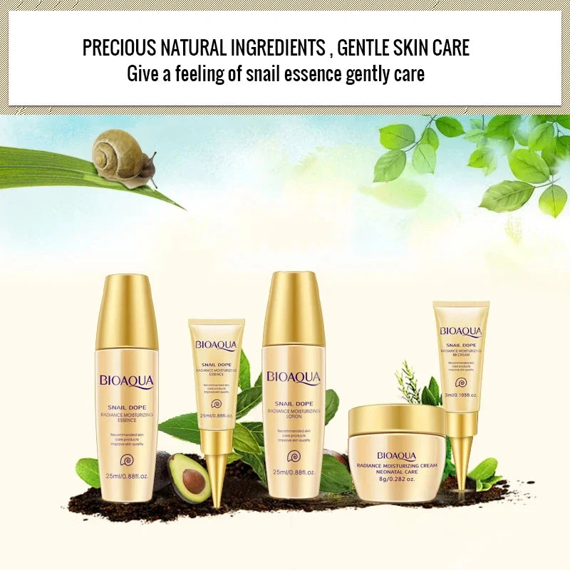 BIOAQUA Snail Moisturizing Facial Day Cream+Toner+BB Cream+Eye Cream+Serum Lotion