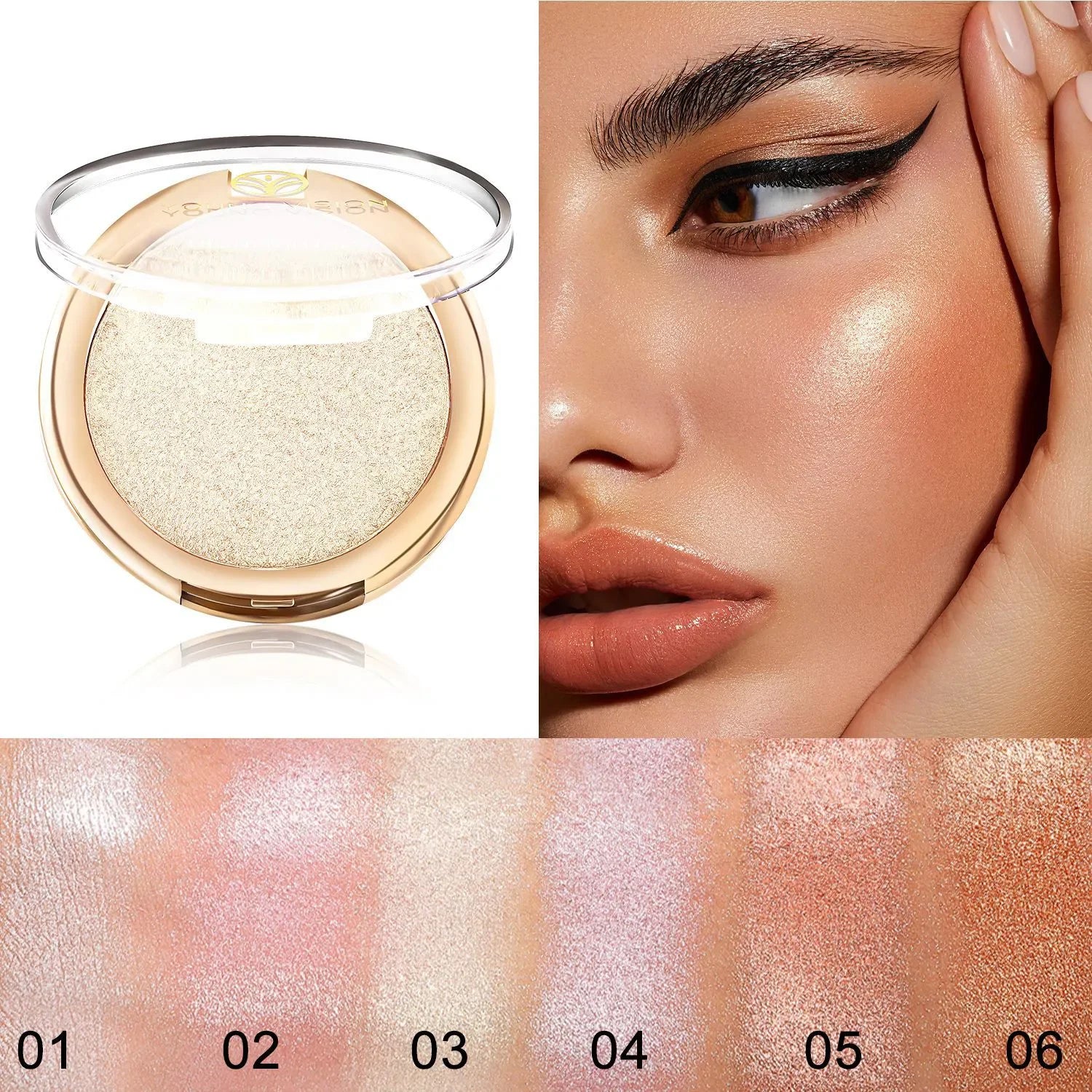 Facial Pink Highlighter Makeup Palette Face Lasting Brighten Contour Shimmer Powder Illuminator Highlight Cosmetics