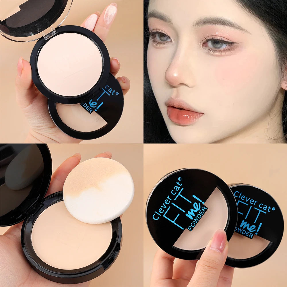 1PC Natural Mineral Pressed Powder Face Concealer Foundation Compact Powder with Puff Oil-control Brightening Tone Makeup Powder