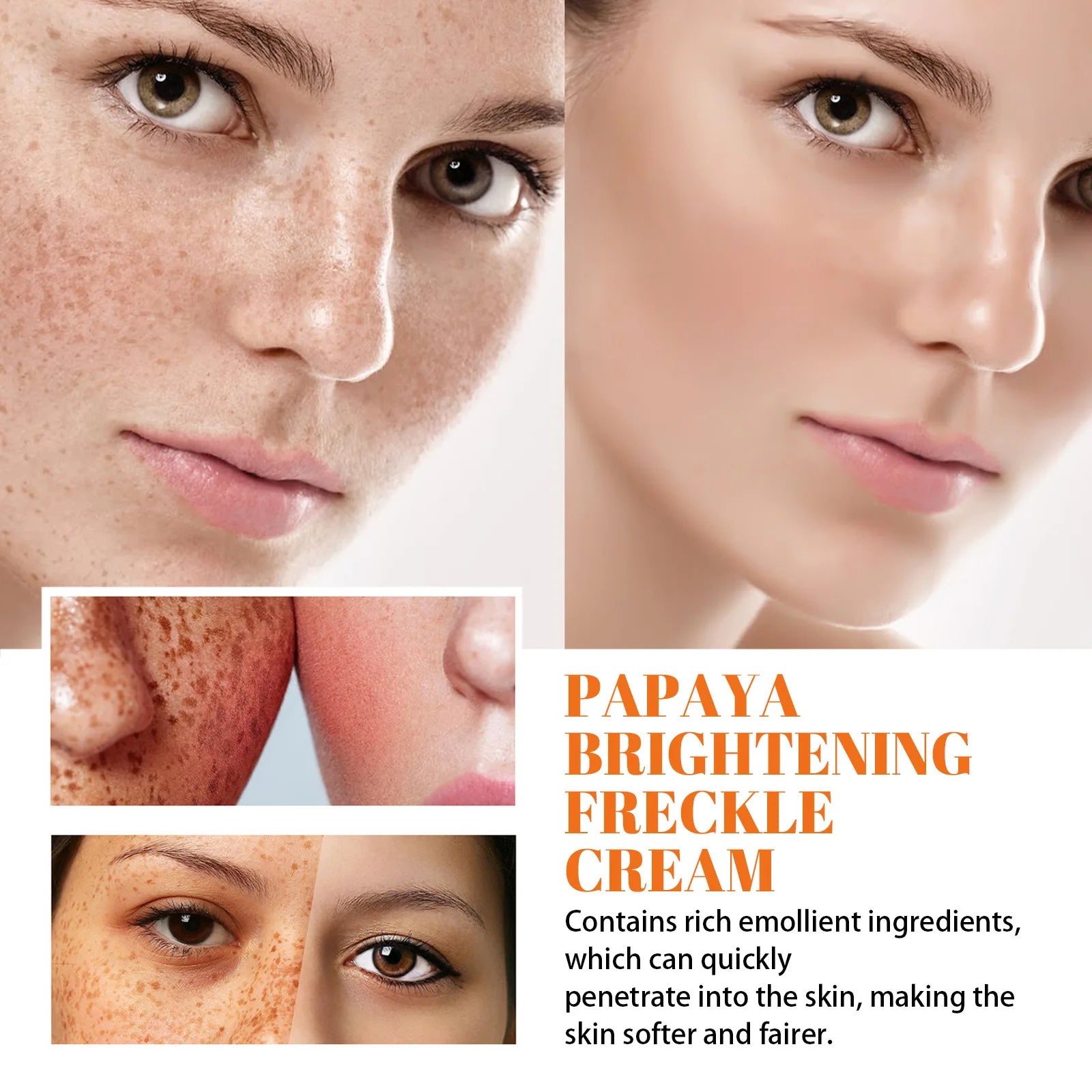 Freckle Whitening Face Cream Papaya Day Night Sun Spots Corrector Fade Pigment Brighten Skin Tone Blemish Bleaching Nourishing