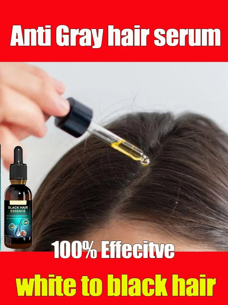 Anti-grey hair Serum treatment natural hair color and restore healthy White To Black hair