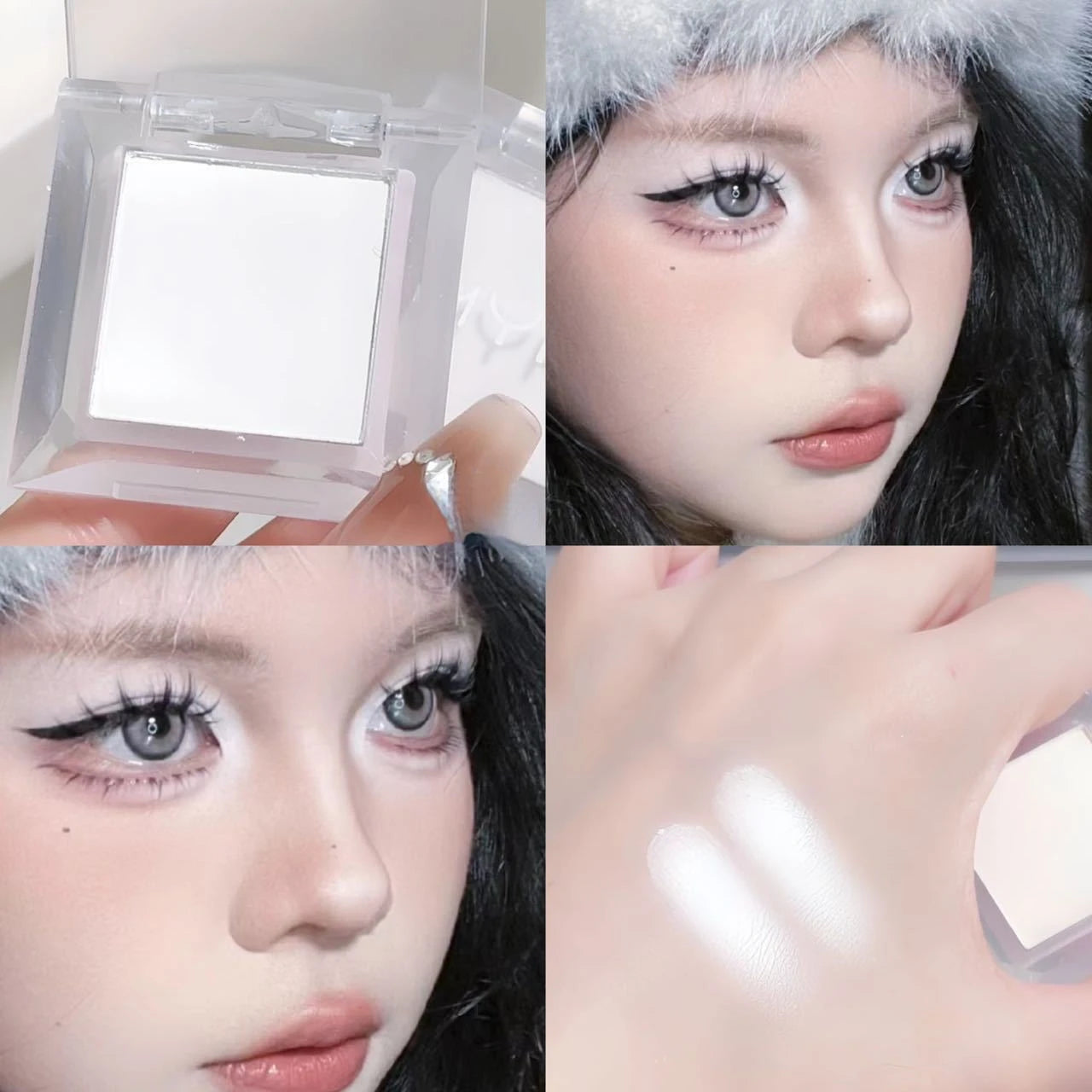 Monochrome White Face Highlighter Palette Waterproof Pearlescent White Eye Head Lying Silkworm Makeup High Gloss Face Repairing