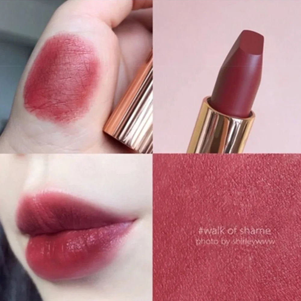 Velvet Bean Red Lipstick Nude Matte Lipstick Not Fading Sexy Lipsticks Easy To Color Lip Tint Makeup Cosmetics For Women