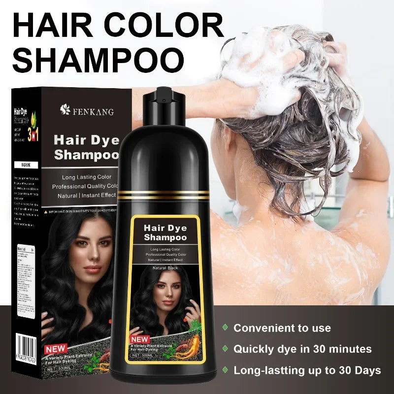 Hair Dye Shampoo Natural Black Hair Dye Covering White Herbal Components for Women