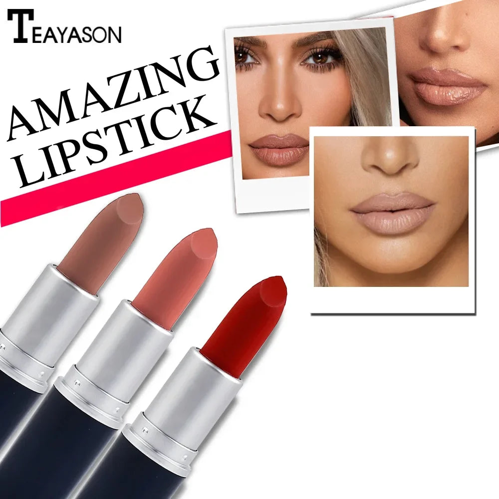 TEAYASON makeup Lipstick Matte Waterproof Velvet Lip Stick 10 Colors Sexy Red Brown Pigments Makeup Matte Lipsticks Beauty Lips