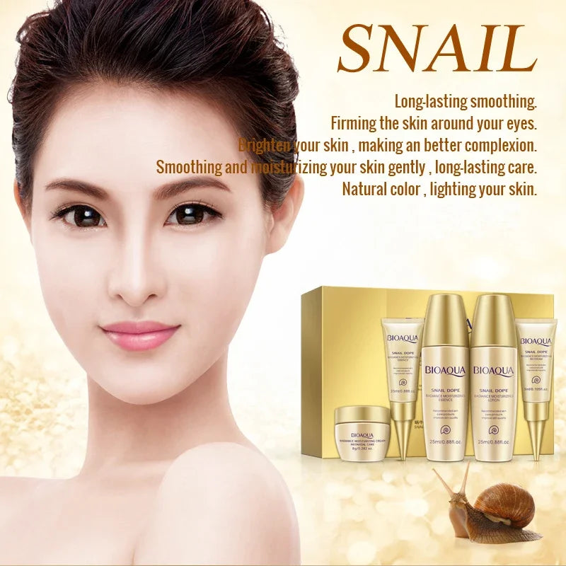 BIOAQUA Snail Moisturizing Facial Day Cream+Toner+BB Cream+Eye Cream+Serum Lotion