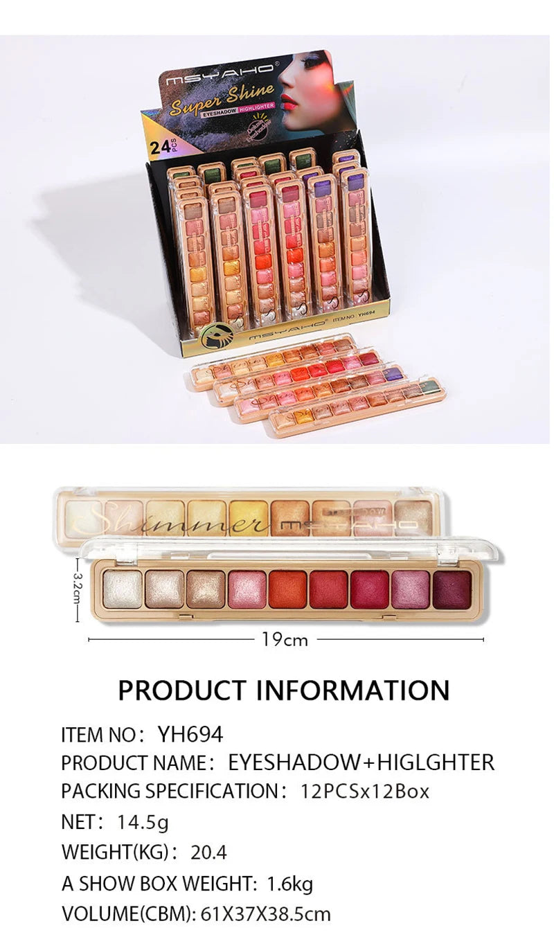 1pc Eyeshadow Glitter Matte Highlighter Long-Lasting Easy To Wear Beauty 9 Colors Shimmer Eyeshadow Palette Makeup Tools