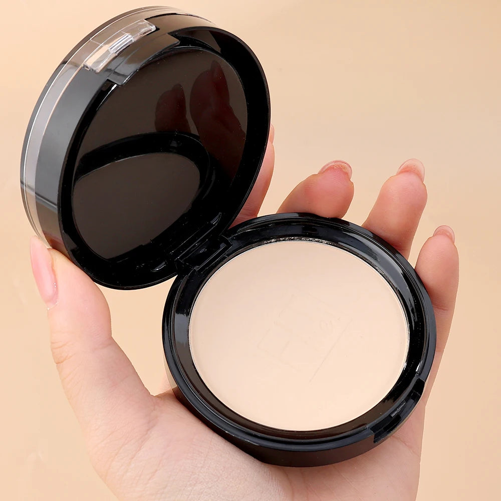 1PC Natural Mineral Pressed Powder Face Concealer Foundation Compact Powder with Puff Oil-control Brightening Tone Makeup Powder